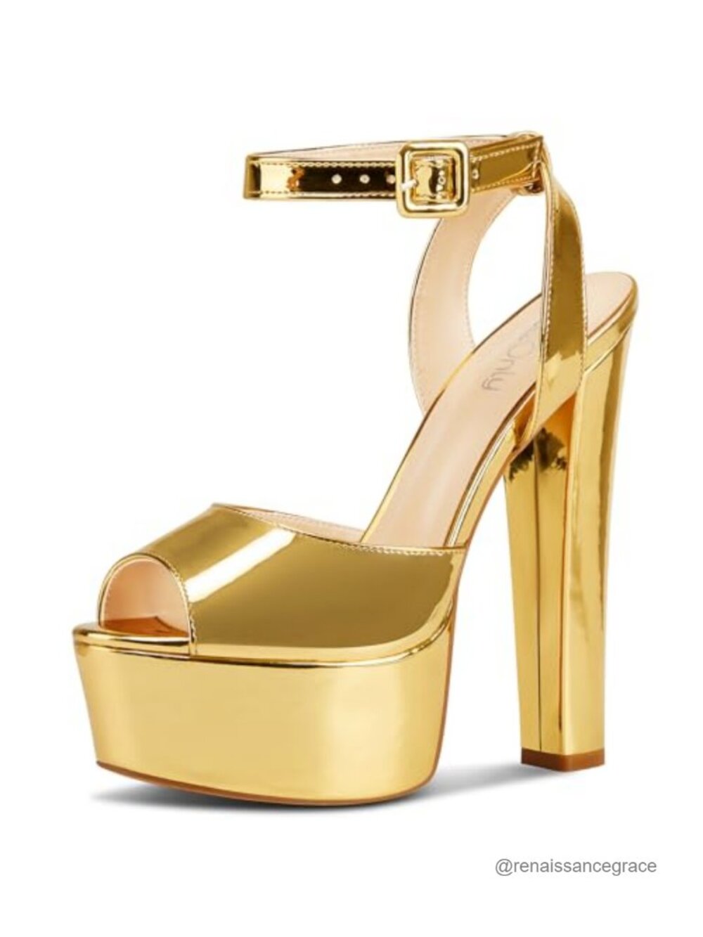 Women's Platform Heeled Sandals Peep Toe Ankle Strap Prom Shoes 5.9" Heels
